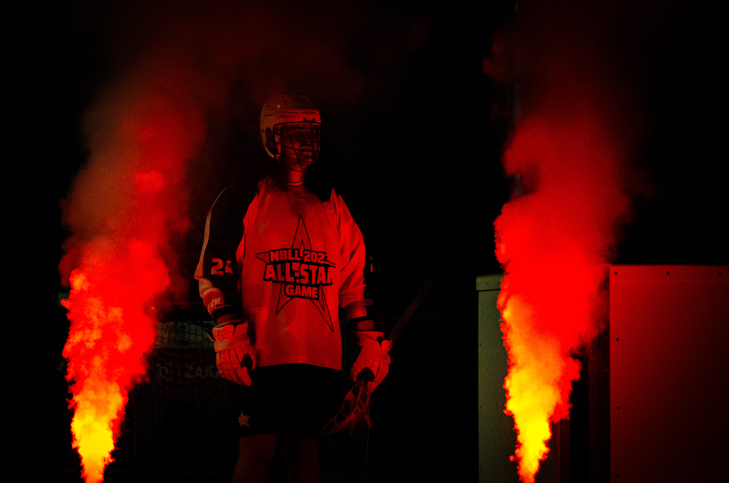 NBLL Lacrosse player flames